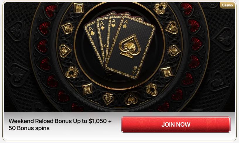 Win up to $1,050 plus 50 bonus spins with the weekend reload offer